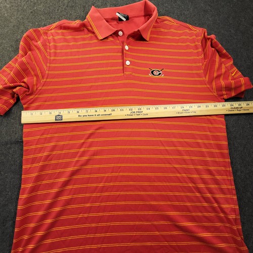 Georgia Bulldogs Golf Team Polo Nike Dri-Fit Red Orange Striped Men's Large - Picture 7 of 14