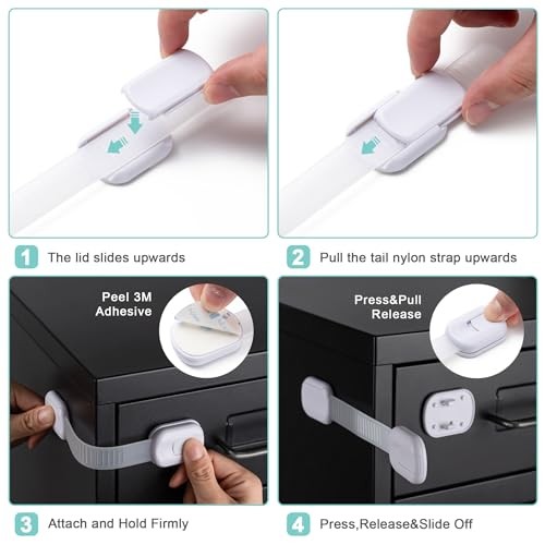 Cabinet Locks Baby Proofing -(8 Pack) Child Proof Cabinet Locks,Fridge,Oven - Picture 5 of 8