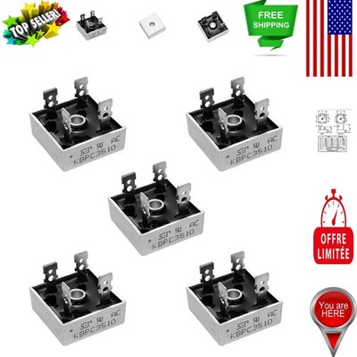 5pcs KBPC3510 35A 1000V Bridge Rectifier Diode - High Efficiency, Low Power Loss