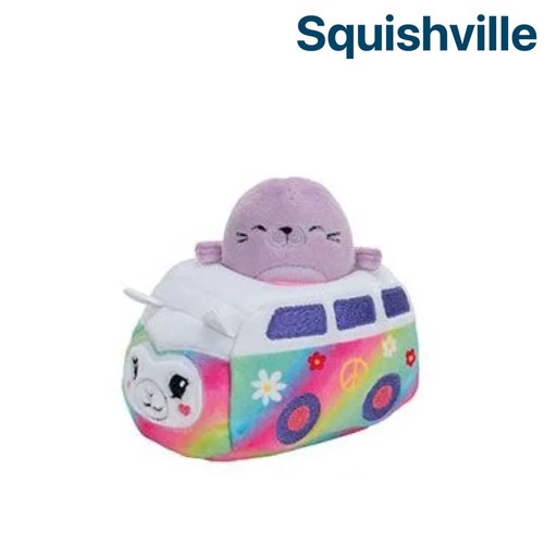 Nuevo con etiquetas Squishville Walrus & Peace Bus Squishmallow Mini Rainbow - Imagen 3 de 8