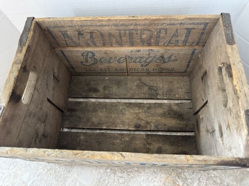 Rare Vintage 1940s Montreal Beverage Wood Shipping Crate Box Chicago Illinois - Picture 2 of 9