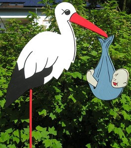 /_AUFGEBAUT/_60 cm✿ STORCH✿ KLAPPERSTORCH GEBURT TAUFE BABY ✿BLAU✿aus HOLZ