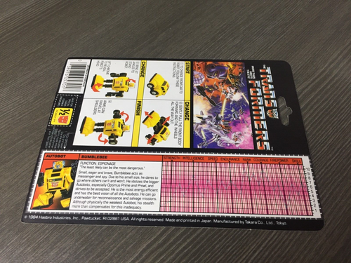 1984 Transformers BUMBLEBEE CARDBACK Hasbro G1 Vintage Action Figure Tech Specs - Picture 3 of 3