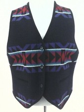 Vtg PENDLETON Knockabouts Vest Aztec Native Southwestern Wool Blend Women's M