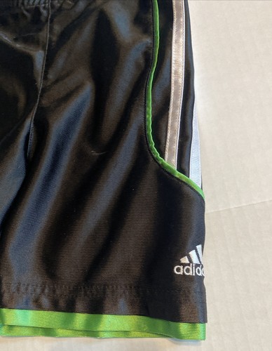 Adidas Youth Shorts Boys Elastic Waist Black/green/white Size 4 EUC - Picture 2 of 4