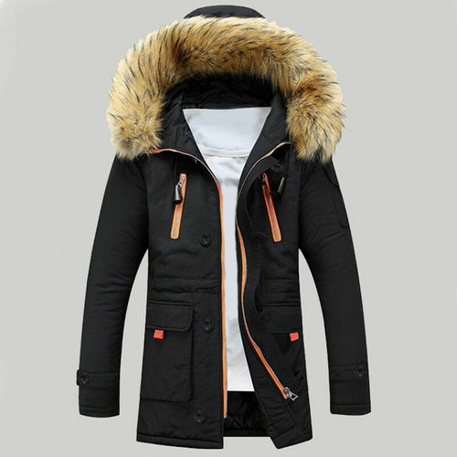 Mens Winter Quilted Padded Jacket Fur Hooded Coat Parka Overcoat Outwear Top SPW - Picture 8 of 13