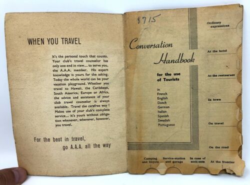 Vintage 1950s AAA International Tourist Conversation Handbook French German - Imagen 2 de 5