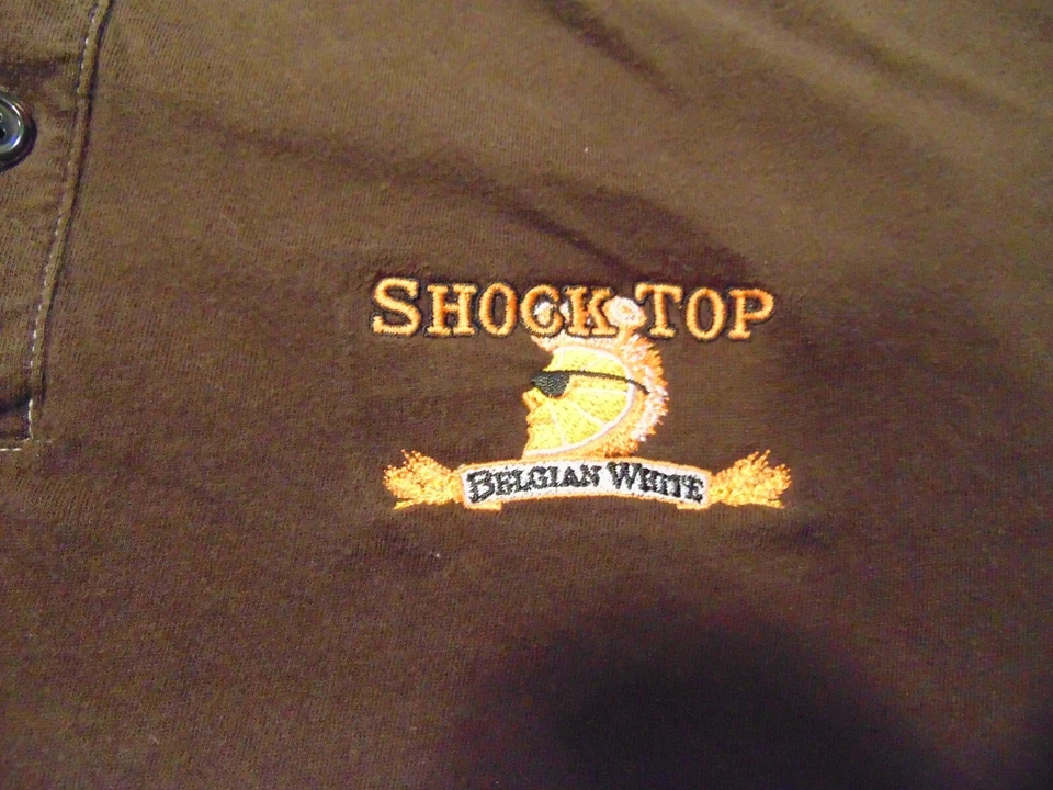 帆布高尔夫 Polo 衫男式尺寸 2XLarge 棕色冲击上衣酿造比利时白色 — 第 2/4 张图片