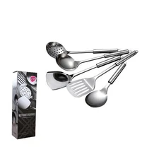 5-Piece Stainless Steel Utensil Set Long Handle Heat Resistant Kitchen Tools