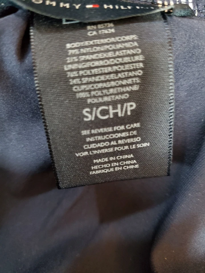 Tommy Hilfiger Navy & Green Check Bandeau Bikini Swim Top Sz Small  NWT NEW - Image 4 of 4