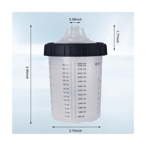 Disposable Paint Sprayer Gun Cup 27 Ounce(800ML) Kit with 50 Cups and Lids Sy... - Picture 3 of 7