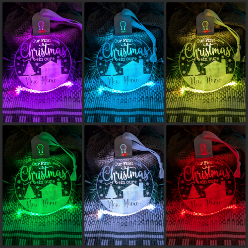 First Christmas in New Home Personalised Name Bauble LED Light Tree Decoration - Bild 2 von 12
