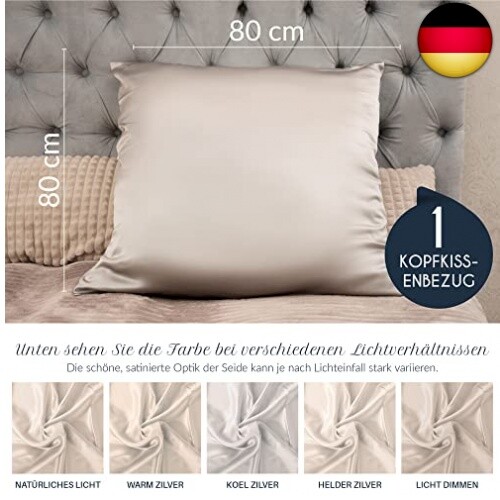 Kissenbezüge Seide - 80x80 cm - Gewicht 19 Momme 100% Reine Maulbeerseide - Bild 2 von 7