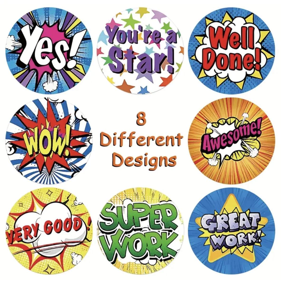 Positive Reward Merit Stickers 2.5cm 50/100pc Teacher Classroom Award Kids Party