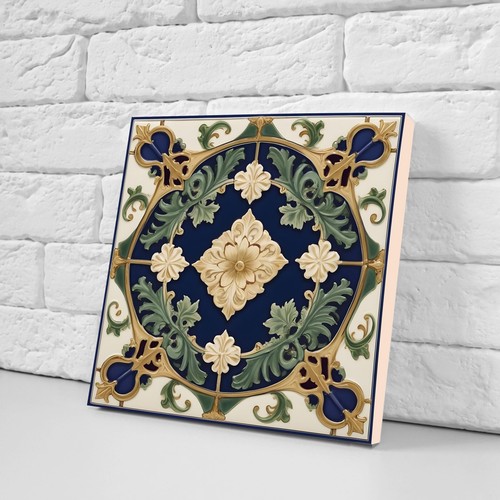 Azulejos de pared de cerámica victoriana - Juego de 2 azulejos de cerámica para salpicadero de cocina para baño - Imagen 2 de 3