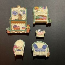 Avon Collectibles Victorian Miniature Doll Furniture Wicker Lot 5 Pcs