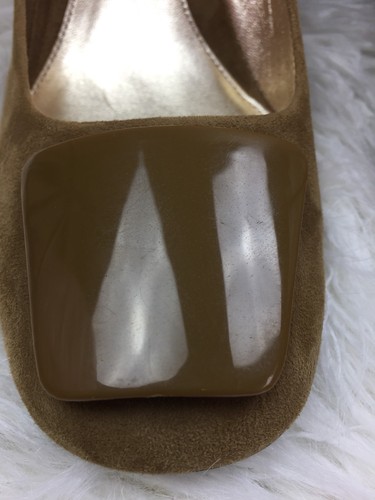 POUR LA VICTOIRE Gr. 7,5 beige Wildleder Leder lila Lack Blockabsatz Pumps neu ohne Etikett - Bild 4 von 11