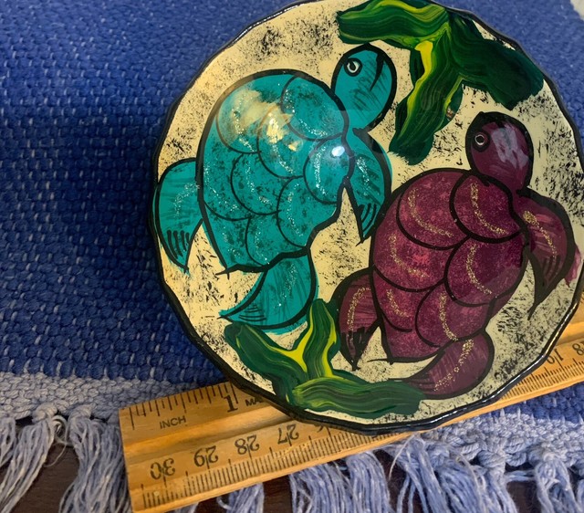 Unique Turtle Small Dish-Colorful- Hang Or Table! 4 1/2” Round- Beauty Bowl! Unique Turtle Small Dish-Colorful- Hang Or Table! 4 1/2” Round- Beauty Bowl!
