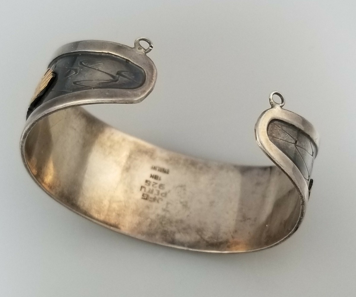 VINTAGE 18K GOLD & STERLING SILVER 925 PERU PERUVIAN VINTAGE 18K GOLD & STERLING SILVER 925 PERU PERUVIAN