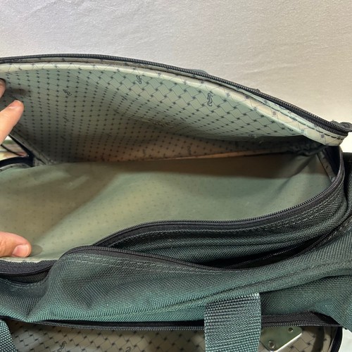 Atlantic Expandable Travel Bag With Shoulder Strap Hunter Green Vintage 16x11x8 - Picture 5 of 11