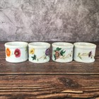 Floral White Porcelain Napkin Ring Holders Set of 4