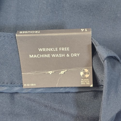 Worthington Women’s High Rise Trouser Pants Size 14 Navy Straight Flat Front NWT - Picture 10 of 11