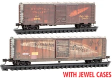 Micro Trains ~ N Scale ~ 40' Weathered Boxcars Western Pacific 2 Pack ~ 98305087