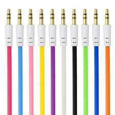 3FT THIN FLAT AUX 3.5mm Male Audio Headphone rugged Cable Stereo Jack Adapter