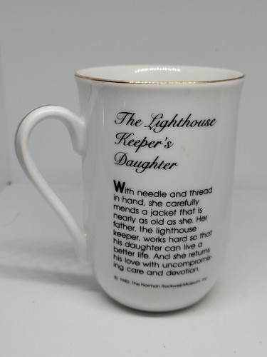 2 Norman Rockwell Cups Mugs 1982 Lighthouse Keepers Daughter & 1986 Looking Out - Picture 10 of 23