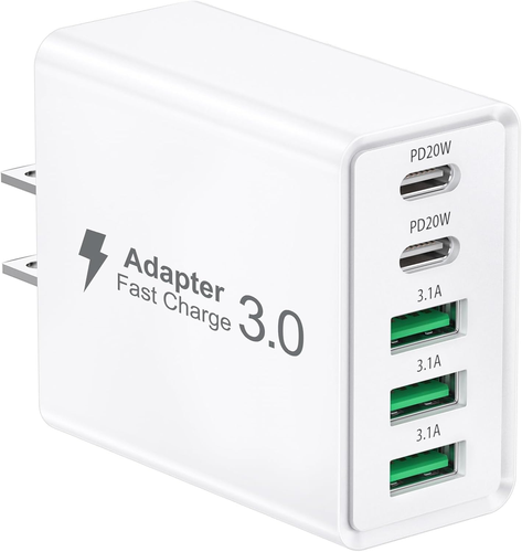 Chargeur Mural USB C 50W, Bloc de Charge Rapide 5 Ports, Prise Murale USB C Type C - Photo 11 sur 12