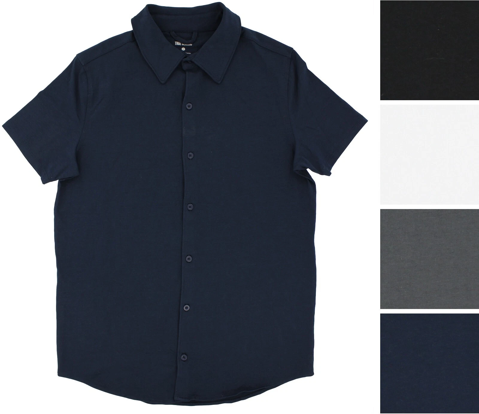 True Classic Men's Knit Shirt Casual Short Sleeve Multi-Stretch Button-Up