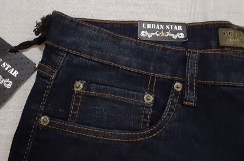 Urban Star Jeans size:34x34 Men's Straight Stretch Denim Dark Wash Midnight Blue - Picture 3 of 9