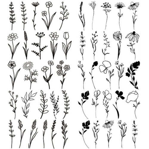 T# 10pcs Body Tattoo Sticker Flower Cool Tattoos Grass for Men Women 68x140mm (B - Picture 2 of 7