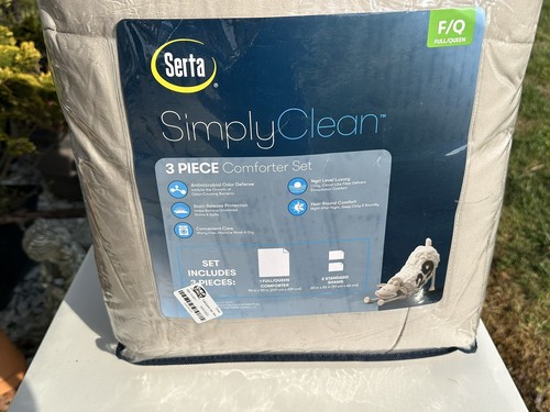 Serta Simply clean 3 piece Comforter set Size Full/Queen Coffee / Light Brown - Picture 7 of 9