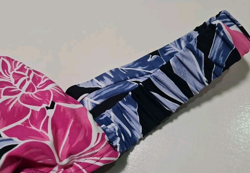 ROXY BIKINI TOP BNWT SIZE XL 14 D CUP TROPICAL OASIS BLACK PINK BLUE