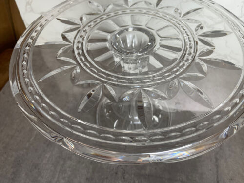 Cake Stand Bohemia 24% Lead Crystal Czech Republic Pedestal Cake Plate Gorgeous! - Picture 5 of 11