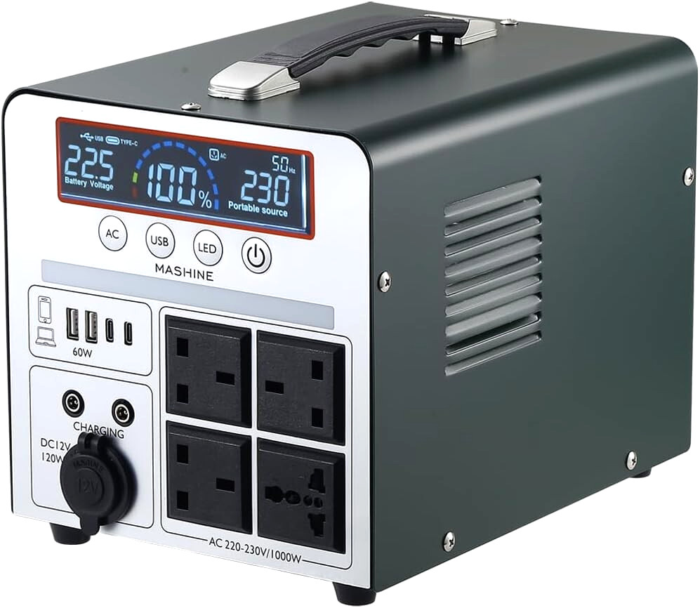 Power Station 1000W/666Wh Portable Rechargeable Generator Inverter 4 AC Outlets