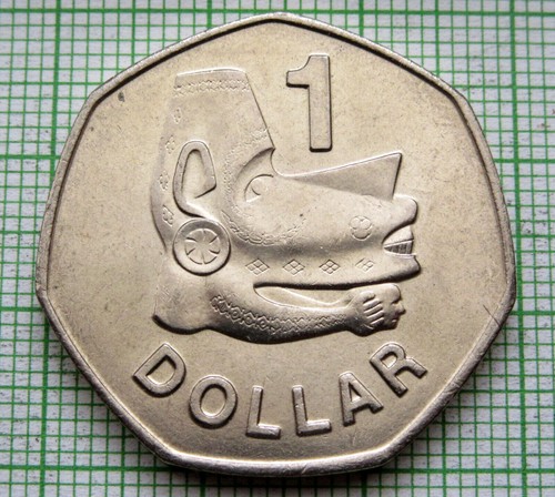 SOLOMON ISLANDS ELIZABETH II 1977 DOLLAR, NUSU-NUSU HEAD - SEA SPIRIT, UNC - Picture 5 of 6