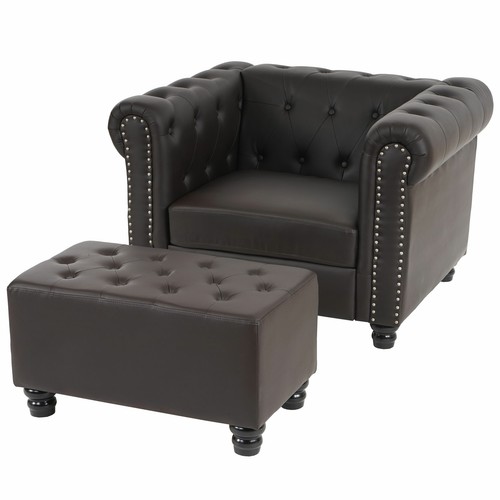 Luxus Sessel Chesterfield, Loungesessel, Kunstleder runde oder eckige Füße - Bild 2 von 21