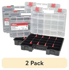 (2 pack) 2-Pack Organizer, Stackable Plastic With 8 Movable Dividers