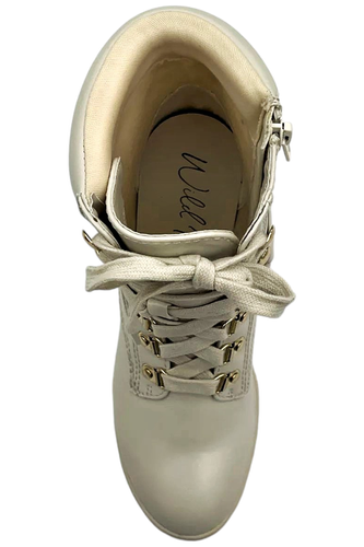 Wild Pair Mujer Bridgitt Botines Con Cordones Cremallera Lateral Suela Hueso - Imagen 2 de 3