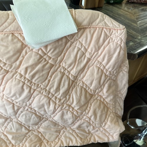 Vtg 70's Bedspread Quilted Lt Peach Piping Gusset Fit Full Double Bed 74 x 54" - Picture 4 of 17