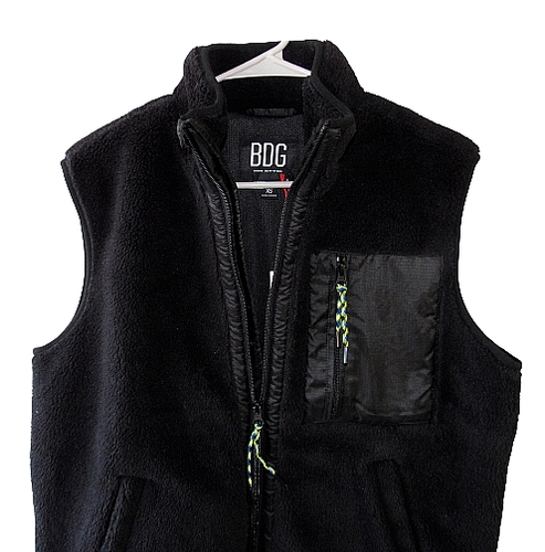 BDG Urban Outfitters Size XS Black Fleece Full Zip Vest - Picture 2 of 7