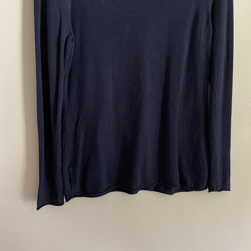 Chicos Women SZ 0/XS Navy Blue Mock Neck Long Sleeve Tunic Lightweight Sweater - Picture 2 of 10
