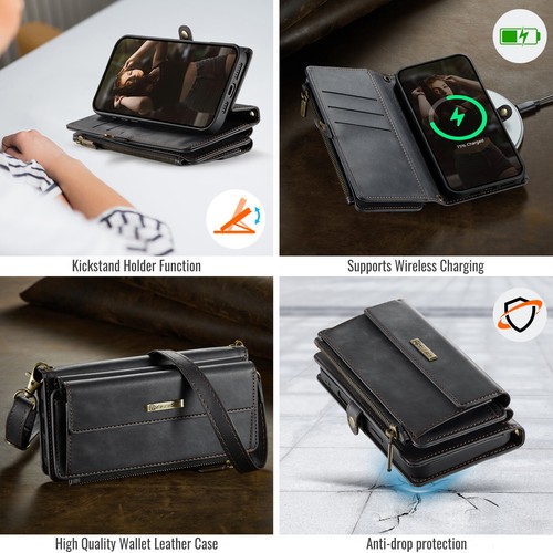 Crossbody Wallet Case for iPhone 16 16e 15 Plus 14 13 12 11 Pro Max Card Holder - Picture 6 of 74