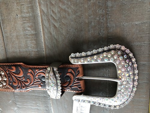 Tony Lama Memphis Lights Blingy Leather Belt Size 30 NWT C50844 Rodeo On Trend - Picture 4 of 11