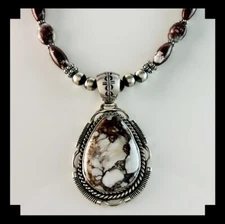 White Fox Creation: Sterling & Wild Horse Necklace with Joe Paul Pendent