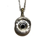 New 925 sterling silver 2ct black white diamond halo pendant necklace 18" — photo 3