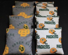 CORNHOLE BEAN BAGS made w GREEN BAY PACKERS fabric logo bags
