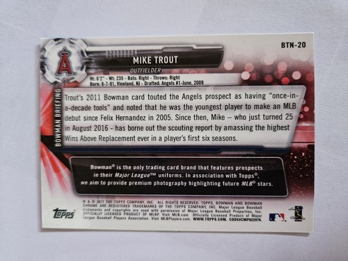 2017 Topps Chrome Bowman allora e ora - Mike Trout - Foto 2 di 2